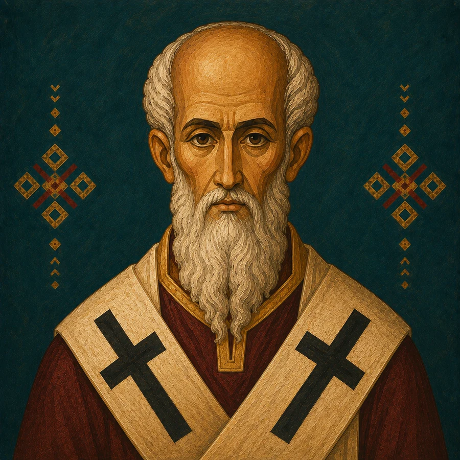 Modern Coptic-inspired portrait of Saint Athanasius of Alexandria