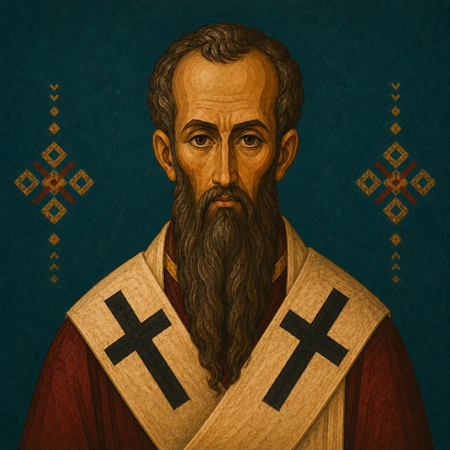 Modern Coptic-inspired portrait of Saint Basil the Great
