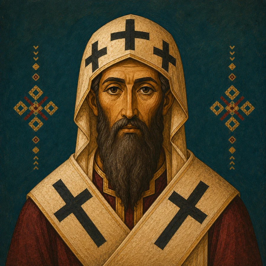 Modern Coptic-inspired portrait of Saint Cyril of Alexandria