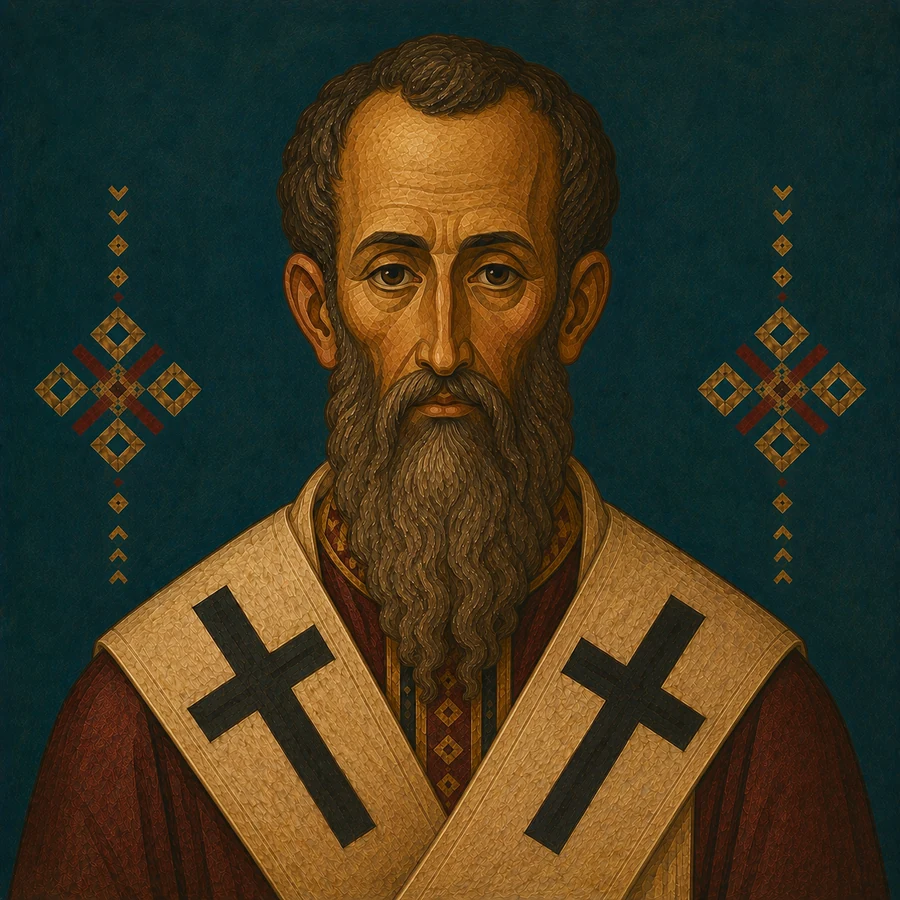 Modern Coptic-inspired portrait of Saint Gregory of Nazianzus