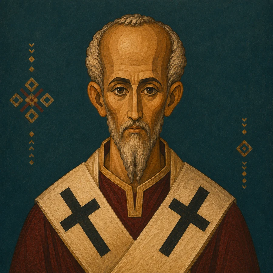 Modern Coptic-inspired portrait of Saint John Chrysostom