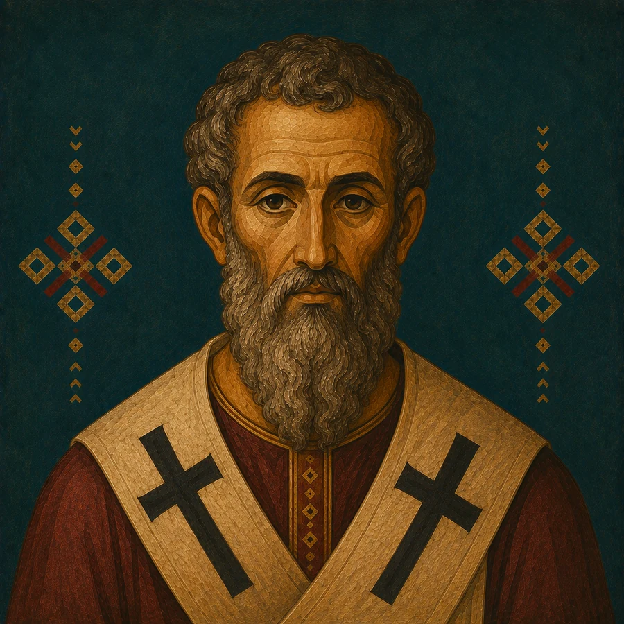 Modern Coptic-inspired portrait of Saint Justin Martyr