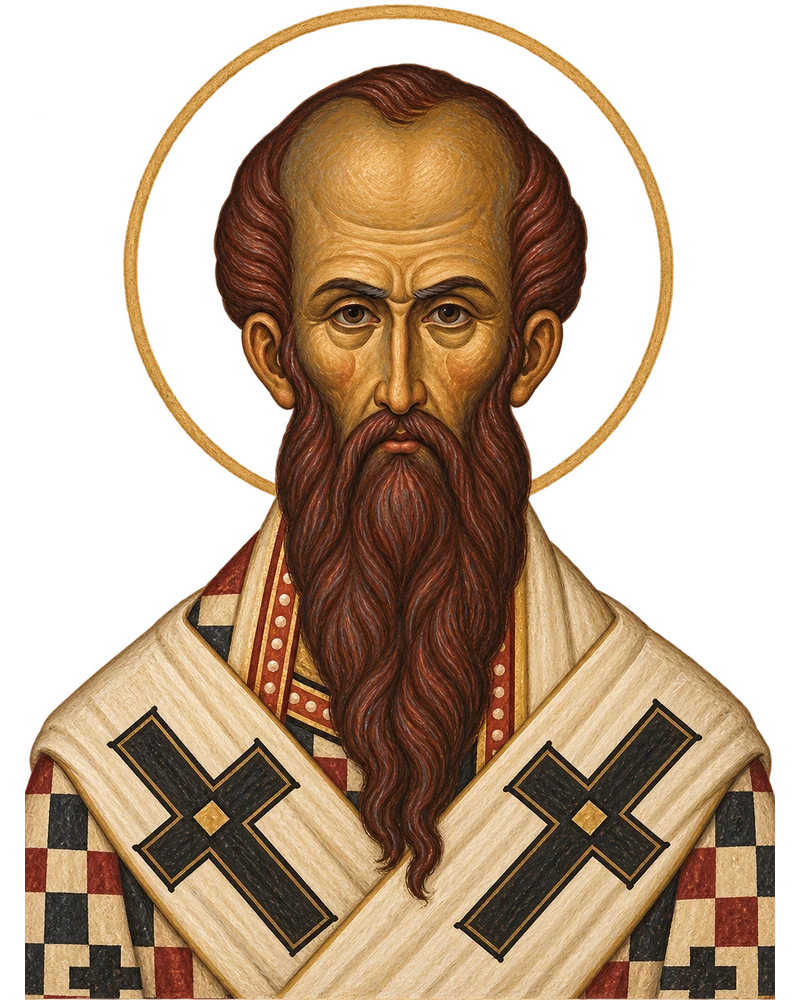 Modern Coptic-inspired portrait of Saint Basil of Caesarea