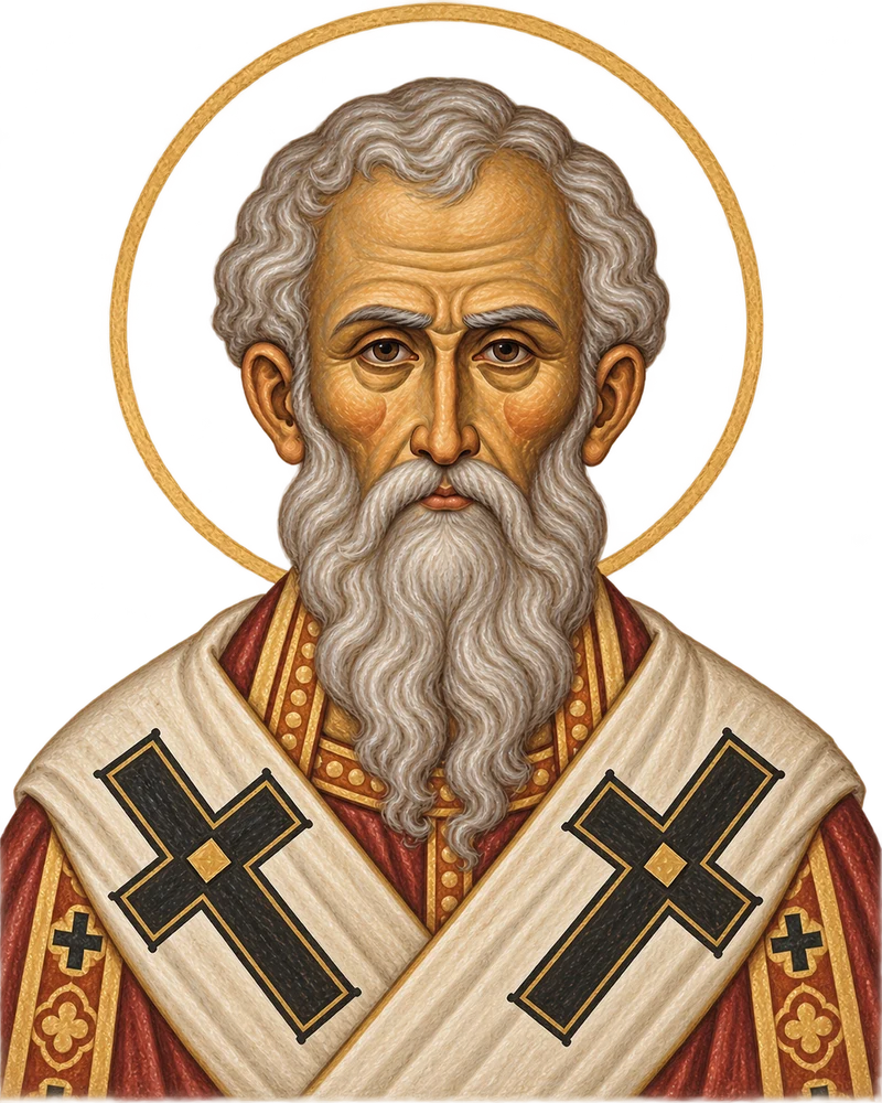 Modern Coptic-inspired portrait of Saint Clement of Rome
