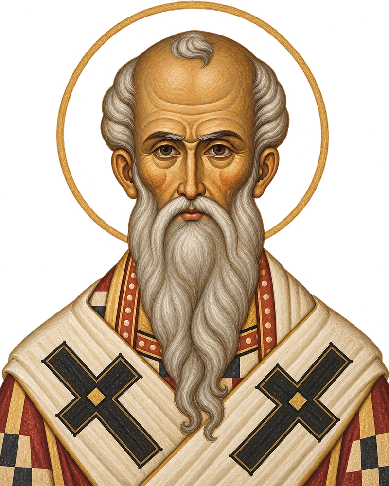 Modern Coptic-inspired portrait of Saint Irenaeus of Lyons