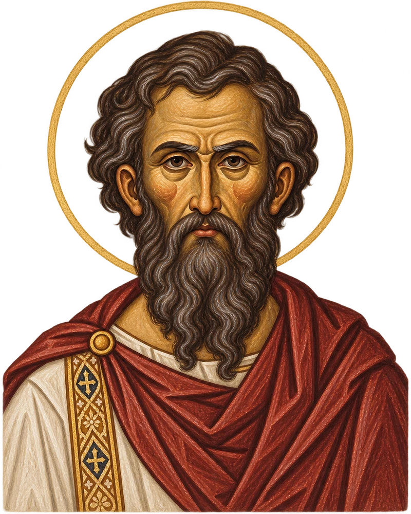 Modern Coptic-inspired portrait of Saint Justin Martyr