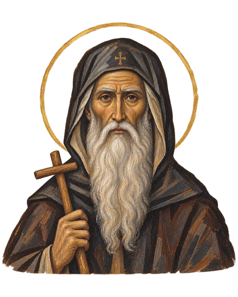 Modern Coptic-inspired portrait of Saint Pachomius the Great